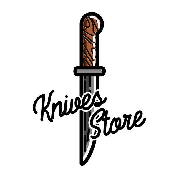 Color vintage knives store emblem - Vector, Imagen