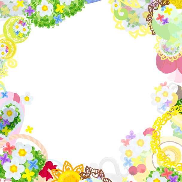 The frame of flower objects - Vetor, Imagem