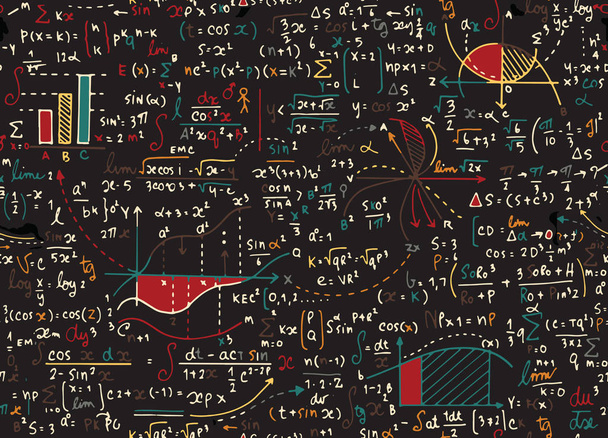 Math education vector pattern with handwritten formulas, tasks,  - Vector, Image
