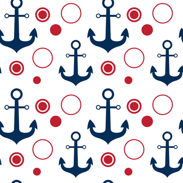 Anchors Seamless Pattern Marine Vintage Ornament Background - Vector, afbeelding