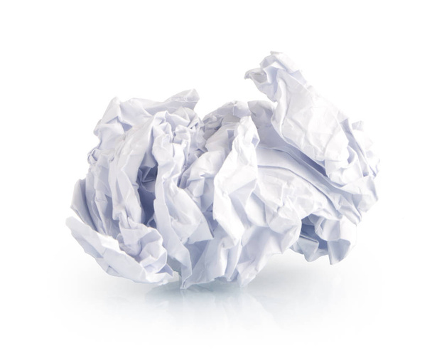  single page of crumpled paper on white  - Foto, Imagem