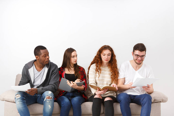 Diverse young students preparing for exam at home - Photo, Image