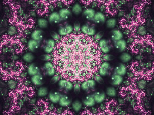 Vihreä ja vaaleanpunainen fraktaali mandala, digitaalinen taideteos luova graafinen suunnittelu
 - Valokuva, kuva