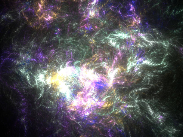Donkere kleurrijke swirly fractale patroon, digitale kunst voor creatieve grafisch ontwerp - Foto, afbeelding