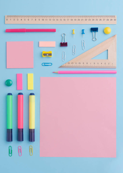 Top view picture of office supplies - Zdjęcie, obraz