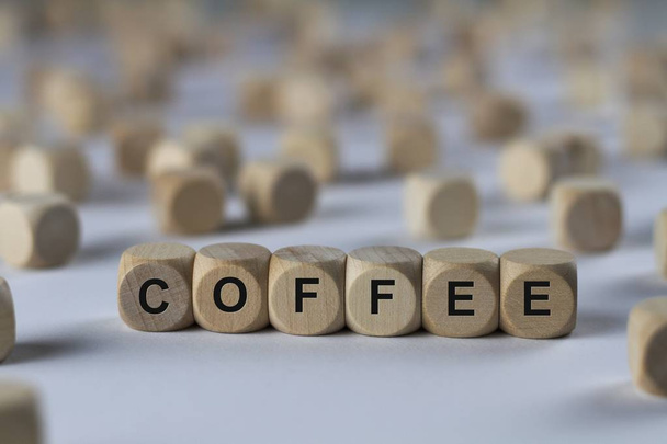 kávé kocka betűk, jel-val Fakockák - Fotó, kép