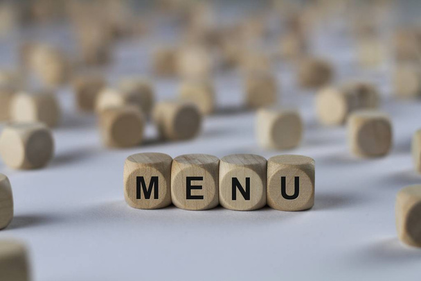menu   cube with letters, sign with wooden cubes - Photo, Image