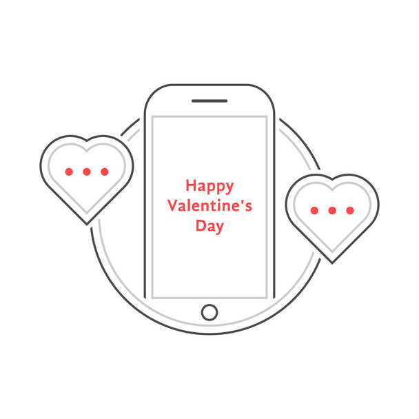thin line phone like love messaging - ベクター画像