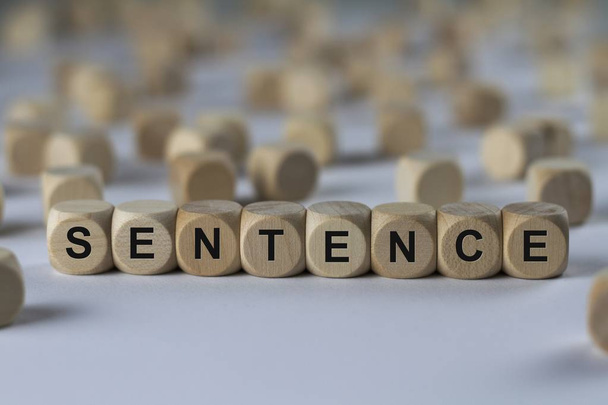 sentence   cube with letters, sign with wooden cubes - Фото, изображение