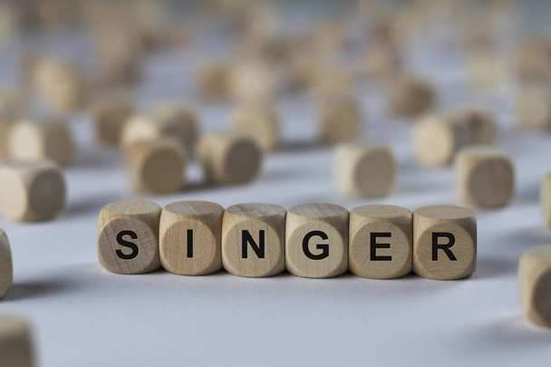 singer   cube with letters, sign with wooden cubes - Photo, Image