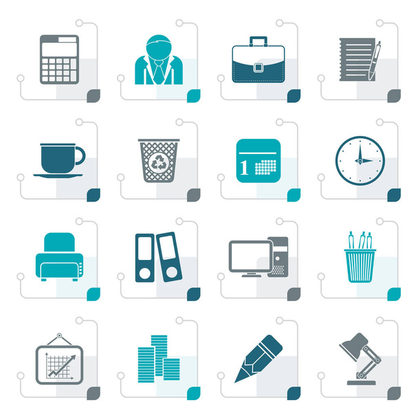 Стилизованный бизнес и офисные иконы
 - Вектор,изображение
