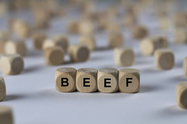 beef   cube with letters, sign with wooden cubes - Photo, Image