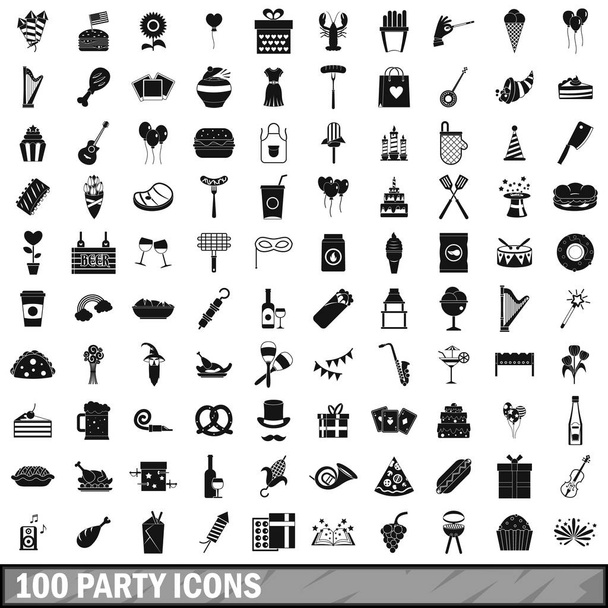 100 conjunto de ícones de festa, estilo simples
 - Vetor, Imagem
