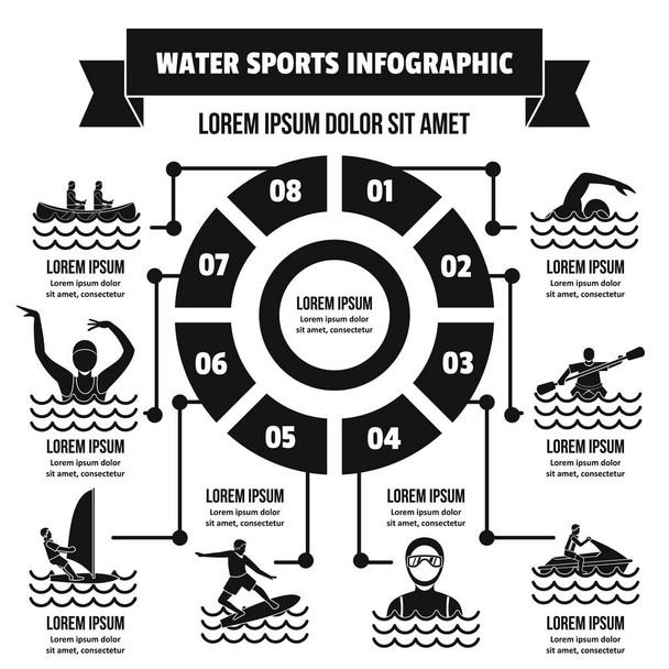 Su sporları infografik kavramı, basit stil - Vektör, Görsel