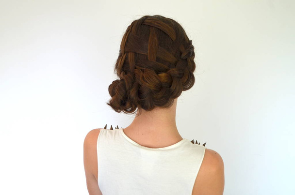 Hairstyle braiding on medium length - Foto, Imagem