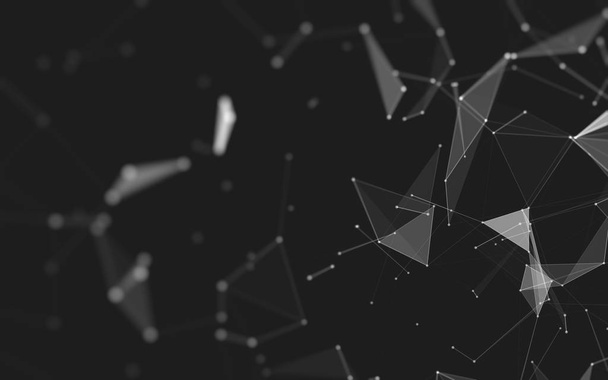 Espacio poligonal abstracto bajo fondo polivinílico oscuro, renderizado 3d
 - Foto, imagen