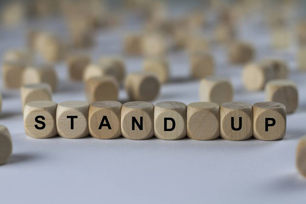 stand up   cube with letters, sign with wooden cubes - Photo, Image