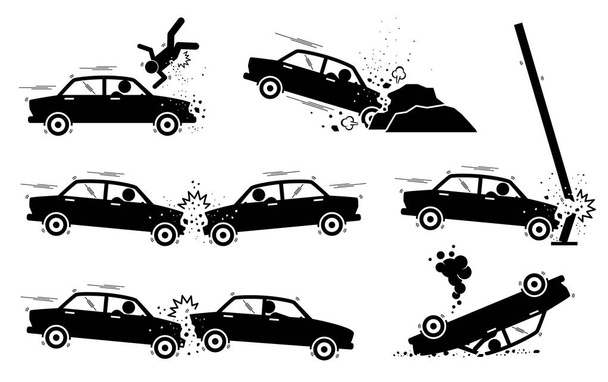 Car Accident and Crash. - Vector, Image