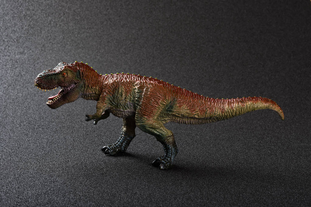juguete tyrannosaurus sobre un fondo oscuro
 - Foto, imagen