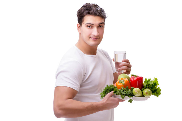 Hombre en concepto de alimentación saludable
 - Foto, Imagen