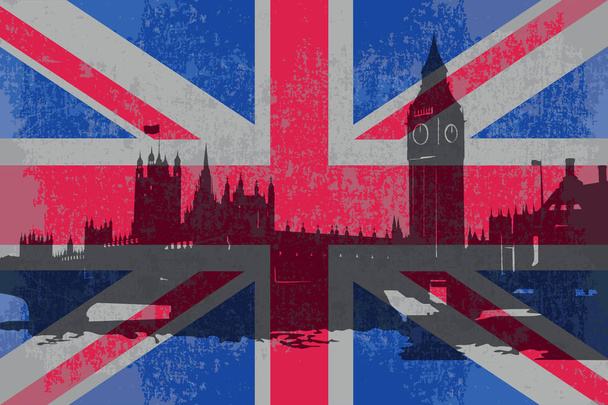 Le drapeau de l'Angleterre et le bâtiment du Parlement
. - Vecteur, image