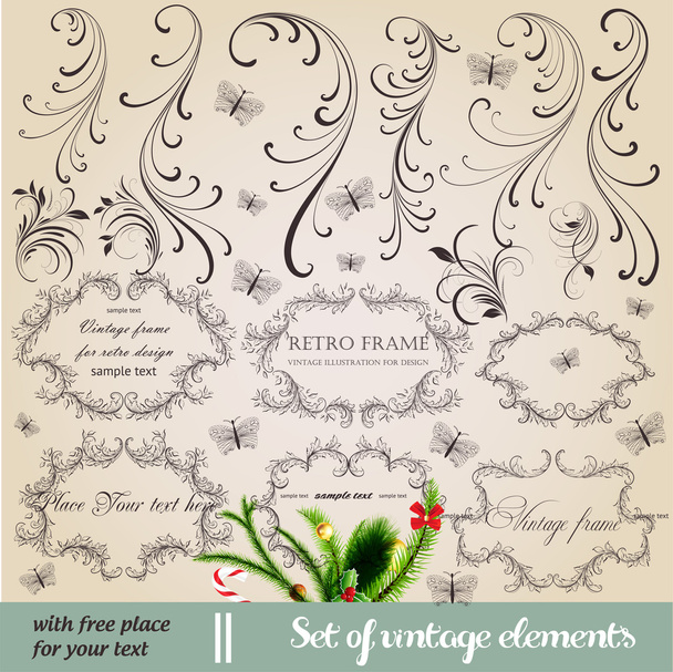 Vector set: calligraphic design elements and page decoration - lots of useful elements to embellish your layout - Vektor, Bild