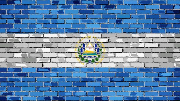Прапор Сальвадору на цегляна стіна - Вектор, зображення