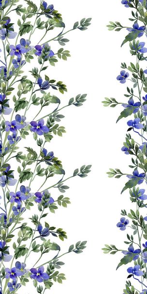 Blue and red small spring flowers,image seamless pattern - Photo, Image