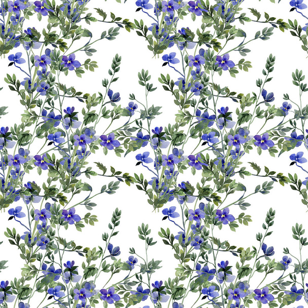 Blue and red small spring flowers,image seamless pattern - Photo, Image