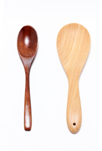 Kitchenware Set Of Wooden Spoon On White Background - Fotoğraf, Görsel