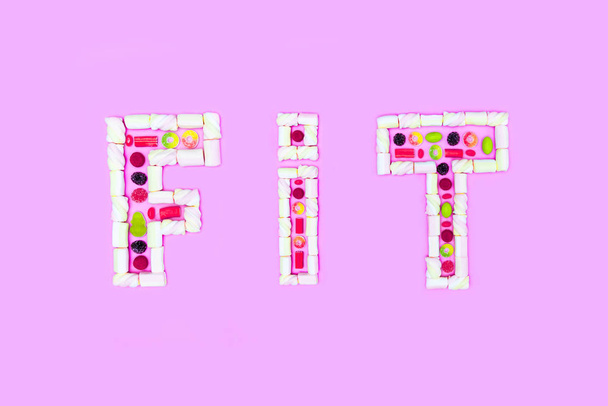 fit word made of sweets - Φωτογραφία, εικόνα