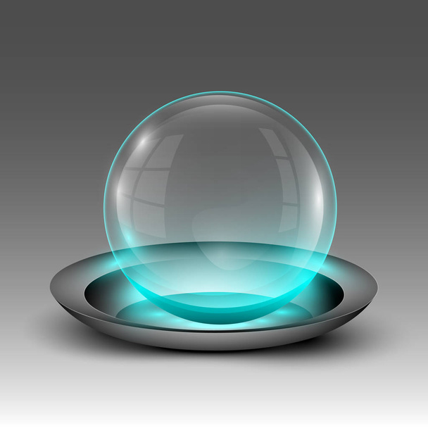 Transparent sphere on plate - Vektor, Bild