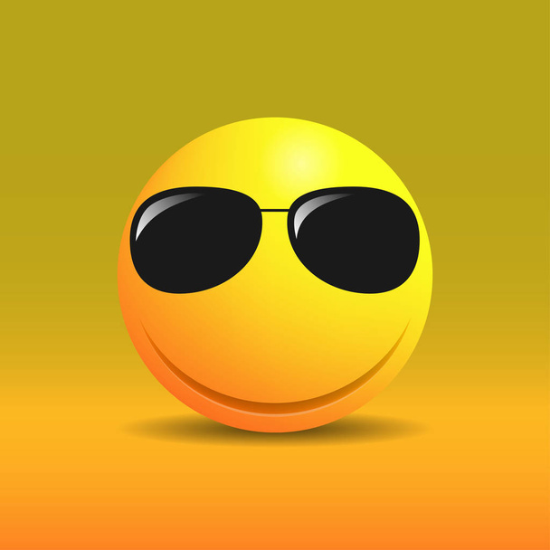Cute smiling emoticon in sunglasses - Vector, Image