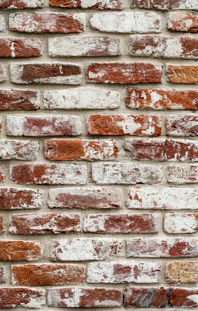 Red brick wall painted white. texture, background, design. - Fotoğraf, Görsel