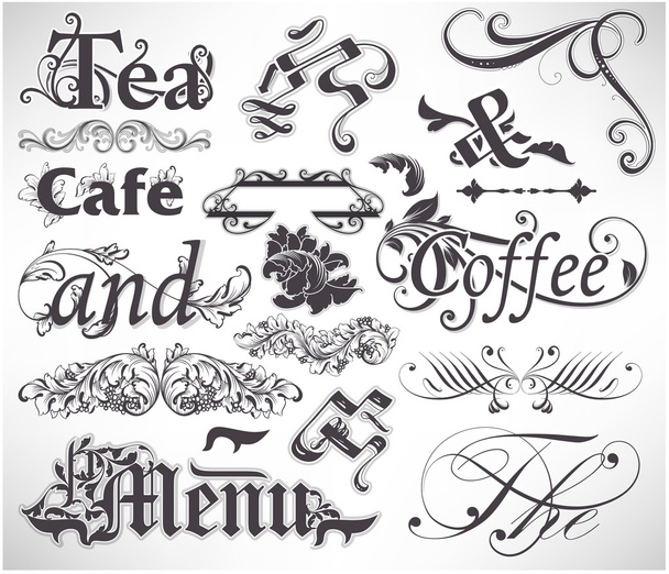 Vector set: calligraphic design elements and page decoration - lots of useful elements to embellish your layout - Διάνυσμα, εικόνα
