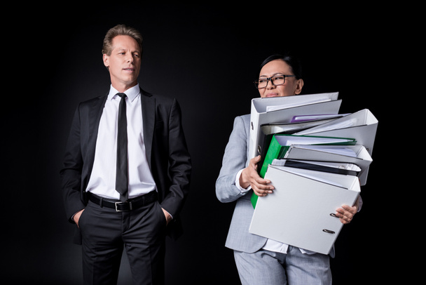 business colleagues with folders - Фото, изображение