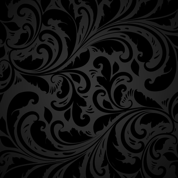 Seamless floral background with flowers pattern for wallpaper design, black - ベクター画像