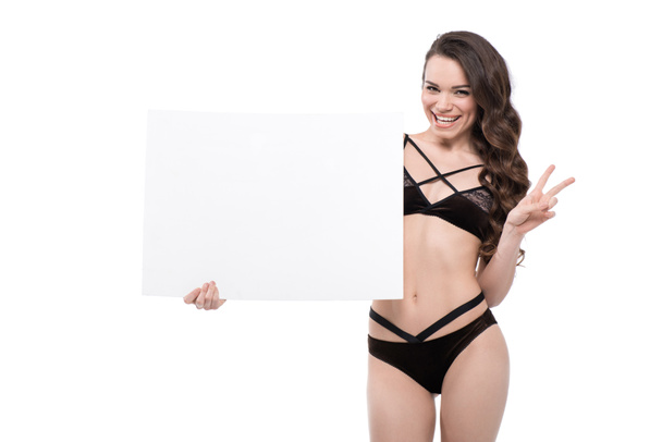woman with blank banner - Foto, Imagem