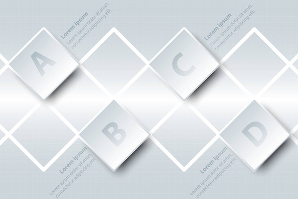 Négy-téma egyszerű fehér könyv 3d tér fehér rács a honlap bemutató borító poszter vektor infographic illusztráció koncepció - Vektor, kép