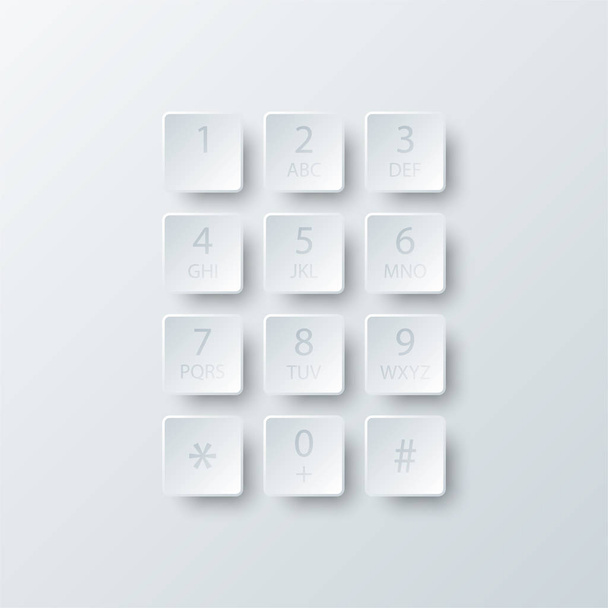 Papel de botão quadrado de discagem de número 3d branco simples para apresentação de site design de vetor de cartaz conceito de ilustração infográfica
 - Vetor, Imagem