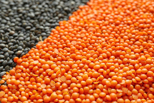 Red and black lentils background - Foto, Imagen