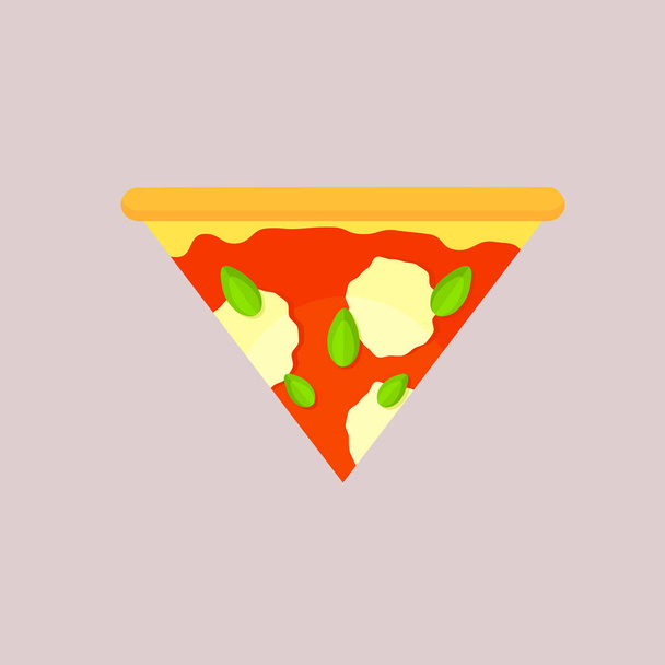 Az eredeti margarita pizza háromszög szelet. - Vektor, kép
