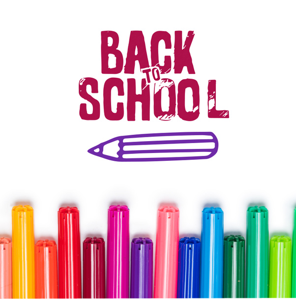 back to school lettering and markers - Photo, Image