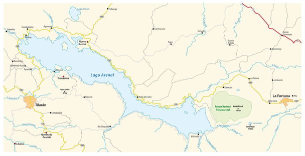 A Costa Rica-i tó arenal térképén - Vektor, kép