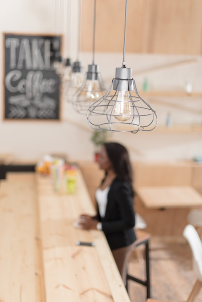 modern lamps in coffee shop  - Fotó, kép
