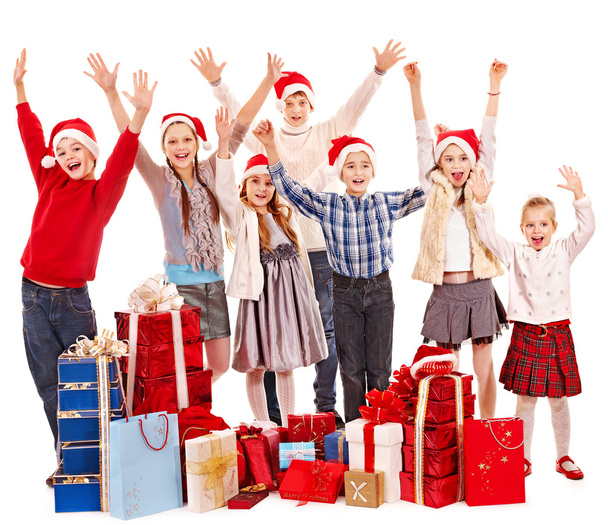 Group of children with Santa Claus. - Foto, imagen