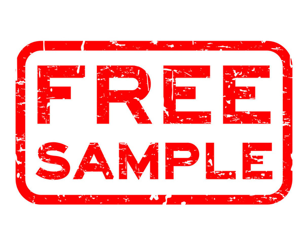 Grunge red free sample square rubber seal stamp on white background - Vector, Image