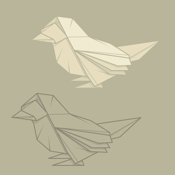 Set illustration paper origami of sparrow. - Vector, Image