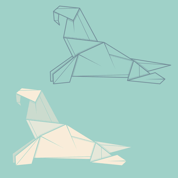 Készlet illusztráció papír origami a rozmár. - Vektor, kép