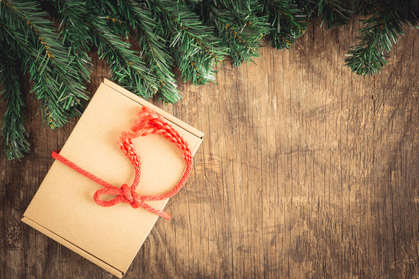 Gift box on old wooden background,Christmas concept - 写真・画像